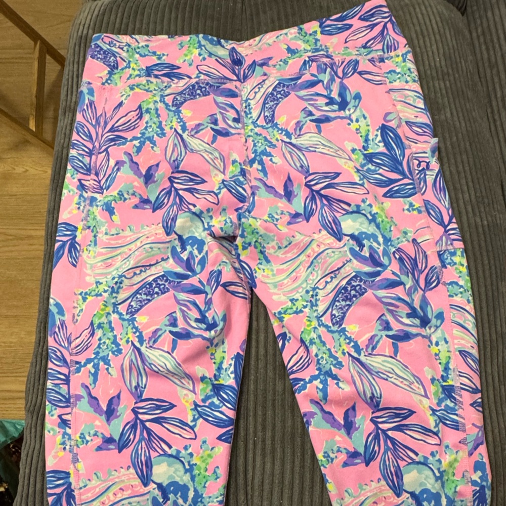 Lilly Pulitzer Blue and Pink Tropical Print Leggings